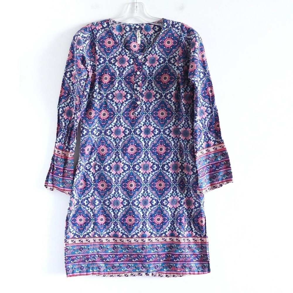 Patrizia Pepe cotton ethnic print tunic shirt dress Moroccan beach vacation S